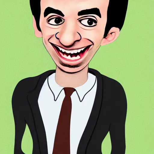 Image similar to detailed cartoon portrait of nathan fielder tickling his feet