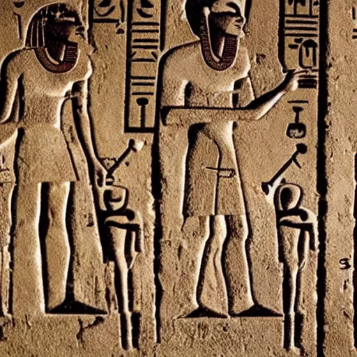 Image similar to emoji hieroglyphs found in a tomb in Egypt