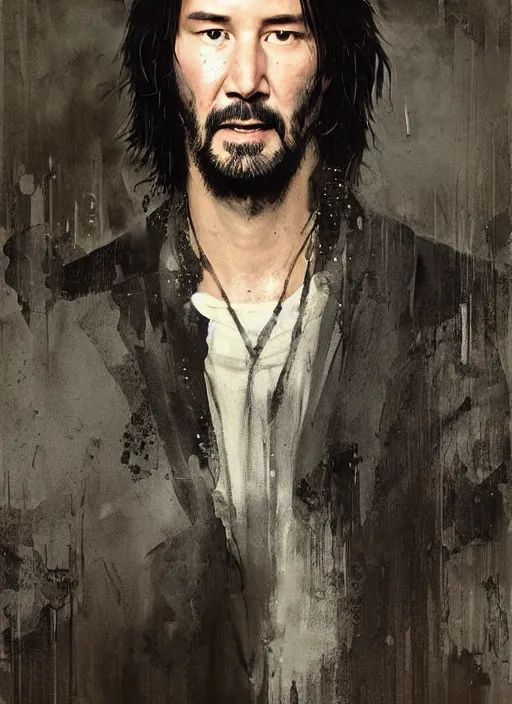 Image similar to grandiose epic portrait of keanu reeves detailed painting, modern arstation style, 4 k, greg rutkowski, magalie villeneuve