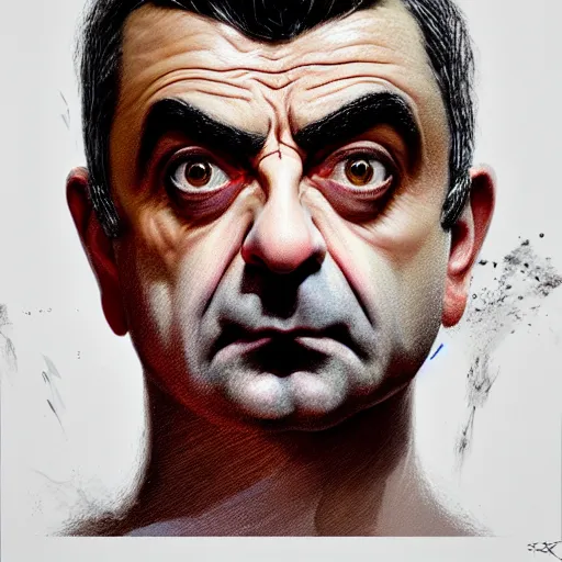 Image similar to hyperrealistic mixed media high resolution painting of (Rowan Atkinson) disguised as !!Batman!!, stunning 3d render inspired art by Jamie Salmon and István Sándorfi and Greg Rutkowski, perfect facial symmetry, dim volumetric lighting, 8k octane beautifully detailed render, full body shot, post-processing, extremely hyper-detailed, intricate, epic composition, highly detailed attributes, highly detailed atmosphere, cinematic lighting, masterpiece, trending on artstation, very very detailed, masterpiece, stunning, flawless completion, lifelike texture, perfection,