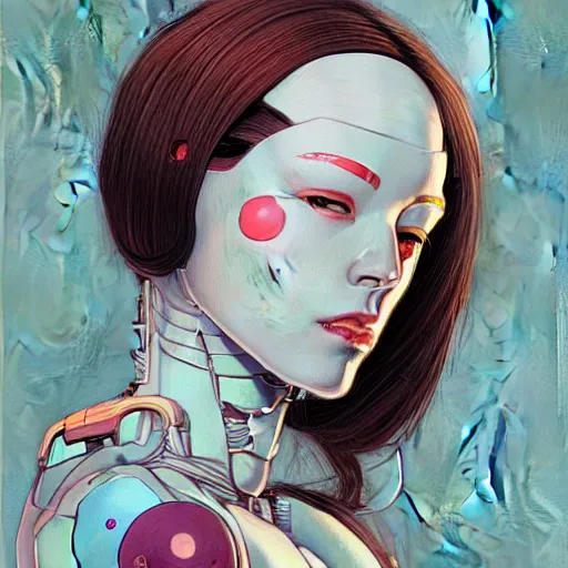 Image similar to portrait of female android by james jean