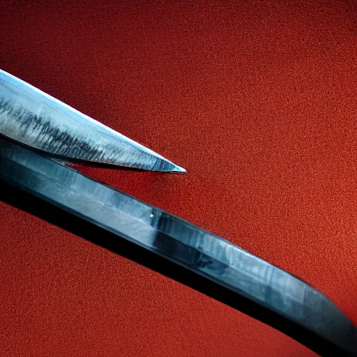 Image similar to generate a sharp fine sword, well worked, rusty, edge rusty, dark, tint, post denoised, 4 k textured, macro zoom, dynamic lighting