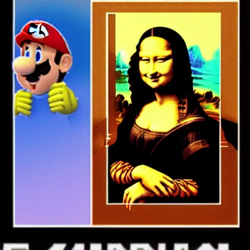 Prompt: super - mario!!!!!! as ( ( mona lisa ) )