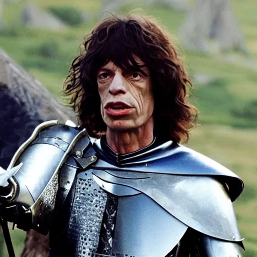 Image similar to Mick Jagger as a knight in Lord of the Rings