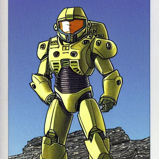 Image similar to master chief illustrated by akira toriyama