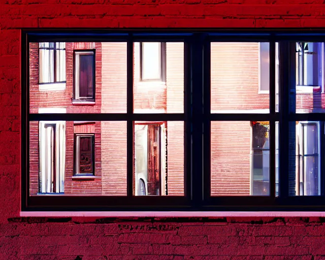 Prompt: view of a moonlit street in de rosse buurt, a window with a red light containing an anthropromorphic nvidia gpu, photorealistic atmospheric sensual lighting