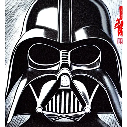Image similar to Darth Vader portrait in the style of Junji Ito. Manga. Gothic. Horror. Extremely detailed. 4K.