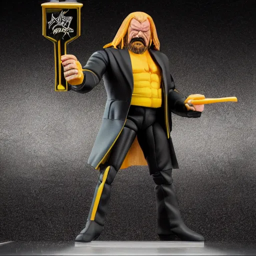 Prompt: Full body shot of a Triple H vinyl figure as a villain, 3d, high quality, depth of field, high contrast, 8k, concept art