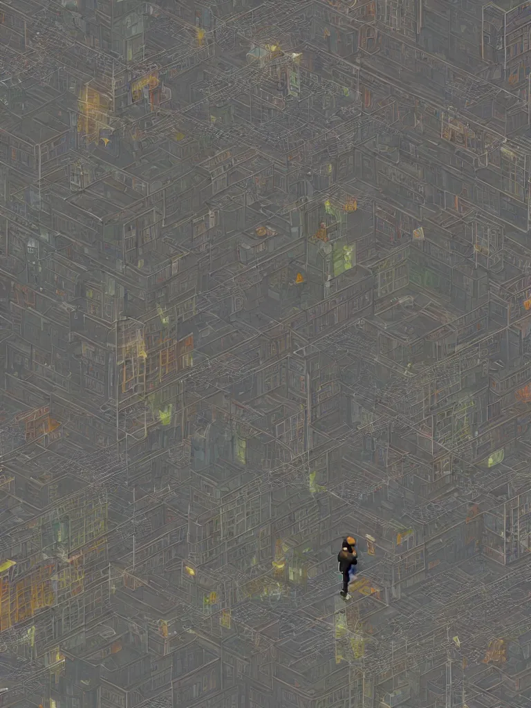 Image similar to PS1 game, man walking in city third person, static white noise glitching in the sky