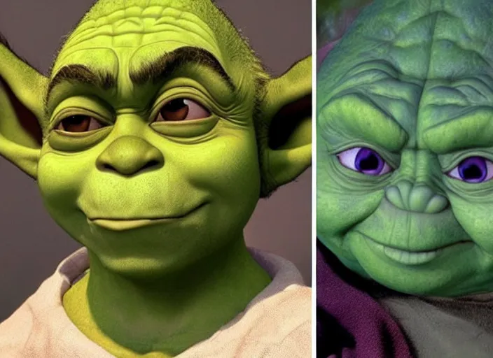Prompt: Fusion Between Shrek and Yoda