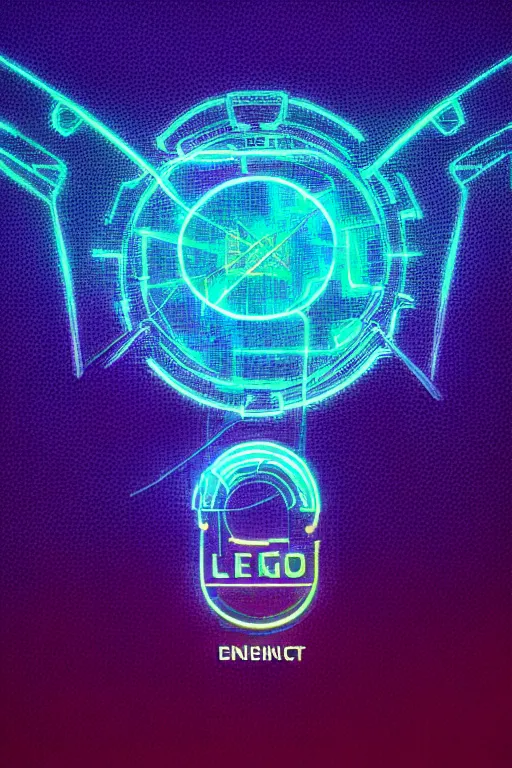 Prompt: logo concept for an intelligence agency, neon, glitch art