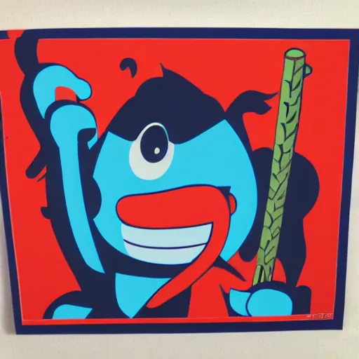 Image similar to silkscreen portrait of pajama sam