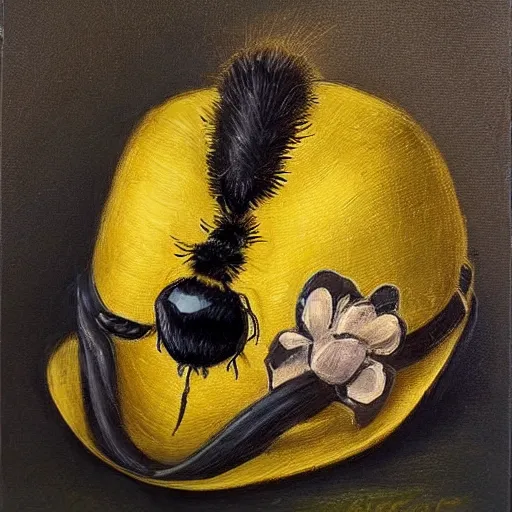 Prompt: a bumblebee wearing a cool hat, cowboy,