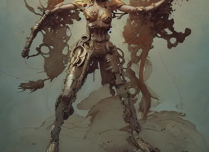 Prompt: full body shot of an ancient warrior by james jean, jakub rebelka, tran nguyen, peter mohrbacher, yoann lossel, wadim kashin