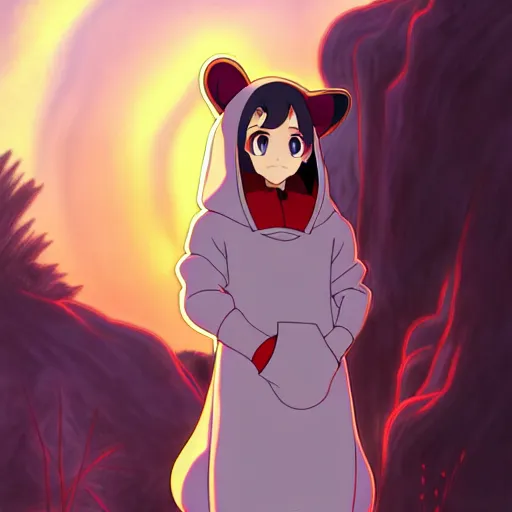 Prompt: christina ricci as a anime character, wearing a hoodie, cute wiener dog, natural lighting, path traced, highly detailed, high quality, cartoon, digital painting, by don bluth and ross tran and studio ghibli and alphonse mucha