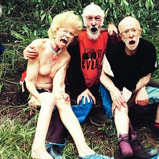 Prompt: found photo of trash humpers getting wild