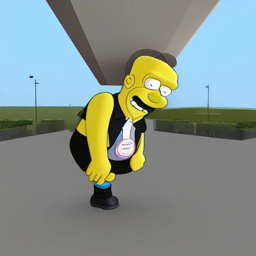 Image similar to 3 d cg rigged t pose homer simpson character facing camera