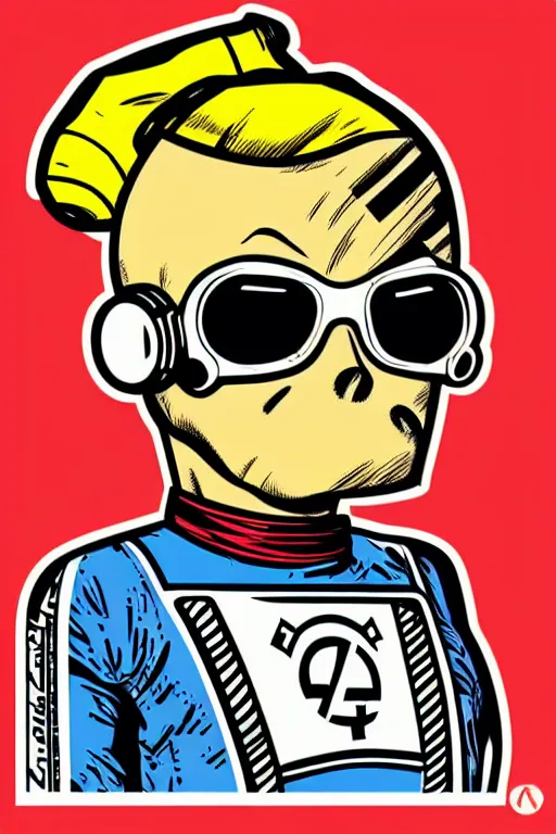 Image similar to fallout 7 6 retro futurist illustration art by butcher billy, sticker, colorful, illustration, highly detailed, simple, smooth and clean vector curves, no jagged lines, vector art, smooth andy warhol style