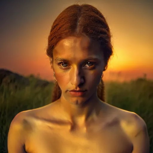 Image similar to photographic portrait of a stunningly beautiful renaissance tribal female in soft dreamy light at sunset, contemporary fashion shoot, by edward robert hughes, annie leibovitz and steve mccurry, david lazar, jimmy nelsson, breathtaking, 8 k resolution, extremely detailed, beautiful, establishing shot, artistic, hyperrealistic, beautiful face, octane render