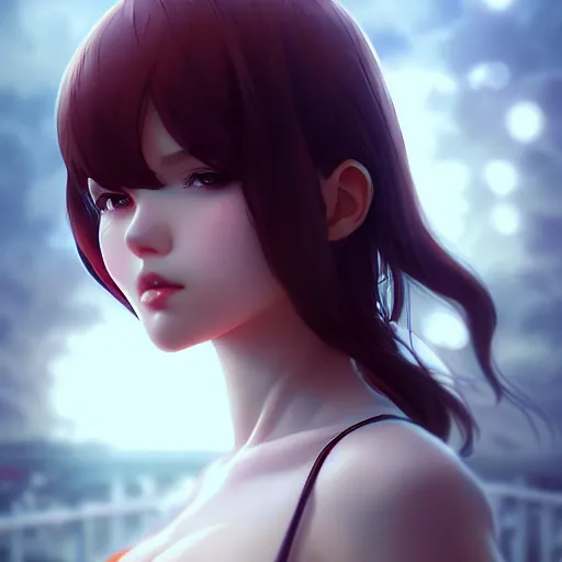 Image similar to cute girl by artgerm, kissing by ilya kuvshinov, point of view,, rtx reflections, octane render 1 2 8 k, extreme high intricate details by wlop, digital anime art by ross tran, composition by tom bagshaw, lighting by wlop