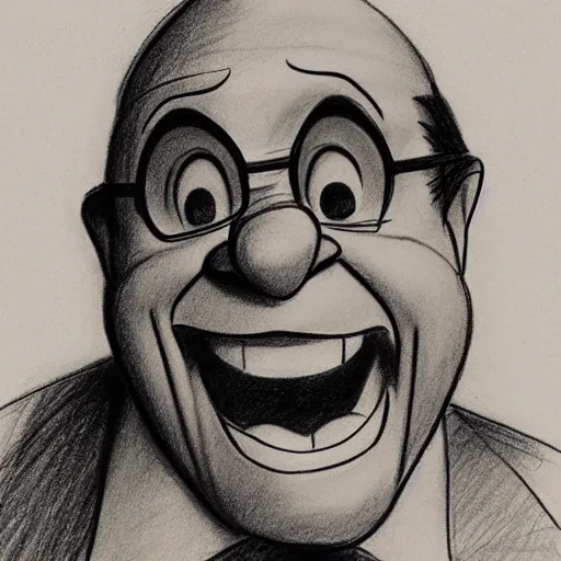 Image similar to milt kahl pencil sketch of danny devito