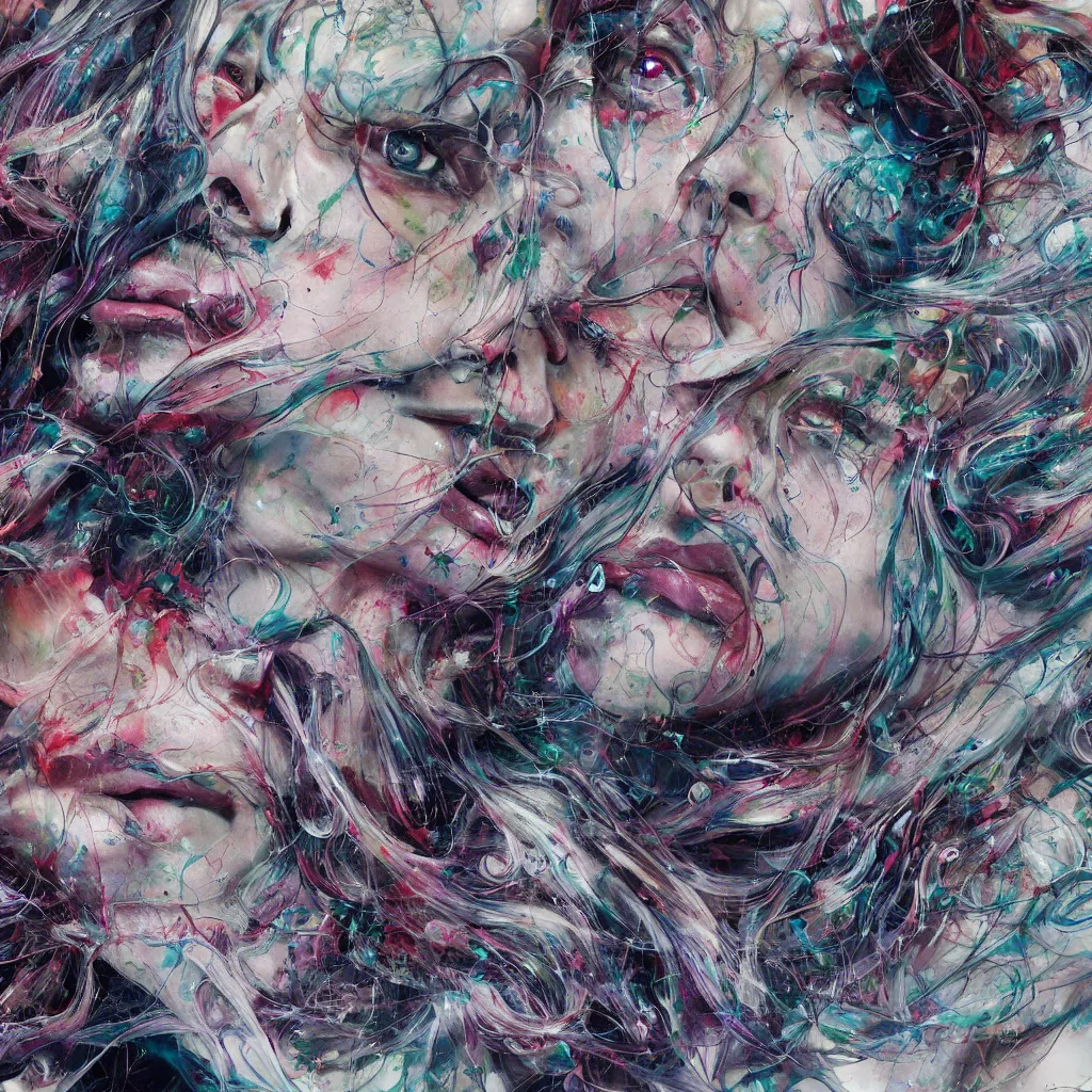 Image similar to an abstract, swirling, elaborate recursive large and decaying array of beauty, painted by agnes cecile as featured on conceptartworld 3 d, painted by laurie lipton as featured on conceptartworld 3 d, surreal ramifications, 8 k