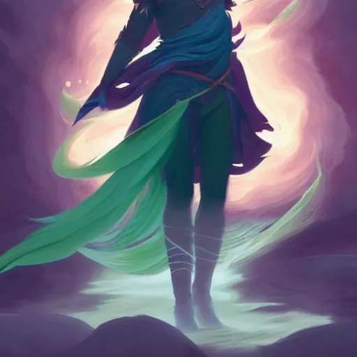 Image similar to style artgerm, joshua middleton, emma watson as a warrior monk wearing green pelt light amor, blue hair, swirling water cosmos, fantasy, dnd, cinematic lighting