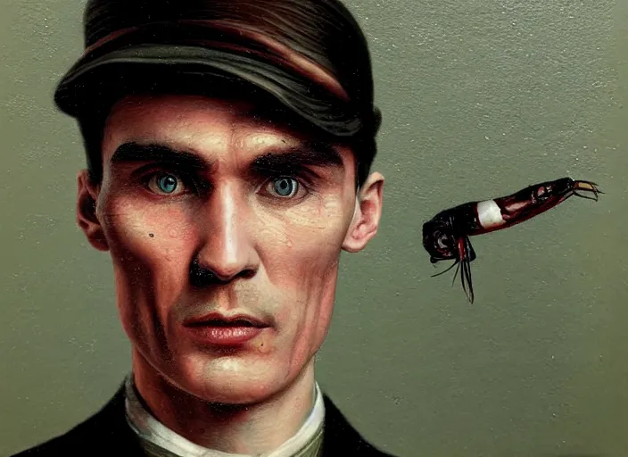 Image similar to thomas shelby made out of shrimp, lowbrow, matte painting, 3 - d highly detailed, in the style of mark ryden,