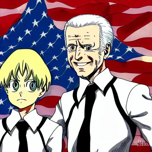 Image similar to joe biden in hunter x hunter highly detailed and of great quality