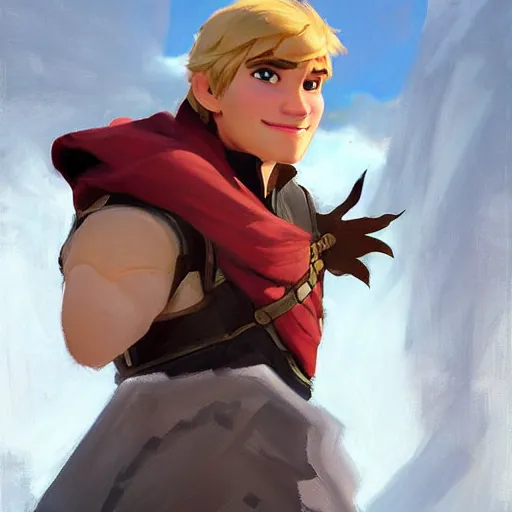 Image similar to greg manchess portrait painting of kristoff from frozen as overwatch character, medium shot, asymmetrical, profile picture, organic painting, sunny day, matte painting, bold shapes, hard edges, street art, trending on artstation, by huang guangjian and gil elvgren and sachin teng