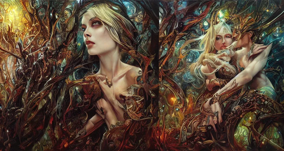 Image similar to Enchanted and magic forest, by Karol Bak, by Gainax Co,