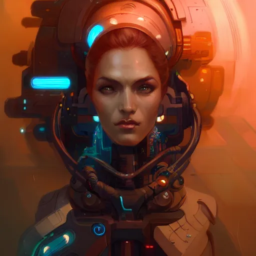 Prompt: a portrait of a beautiful cybernetic amazonian woman, cyberpunk concept art by pete mohrbacher and wlop and artgerm and josan gonzales, digital art, highly detailed, intricate, sci-fi, sharp focus, Trending on Artstation HQ, deviantart, unreal engine 5, 4K UHD image