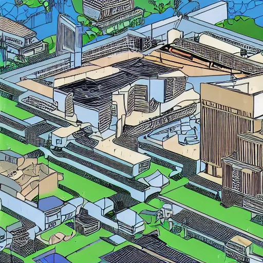 Image similar to cambridge school of architecture in the year 3000, manga