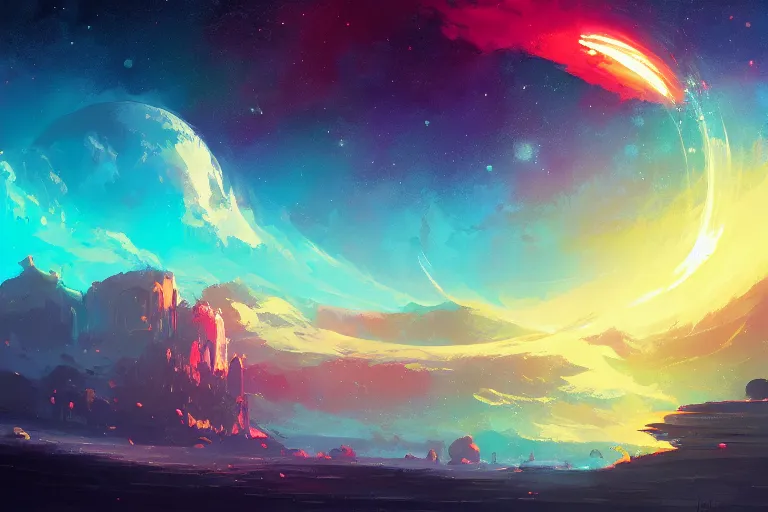 Prompt: eisberg floating in space, by anato finnstark, by alena aenami, by john harris, by ross tran, by wlop, by andreas rocha