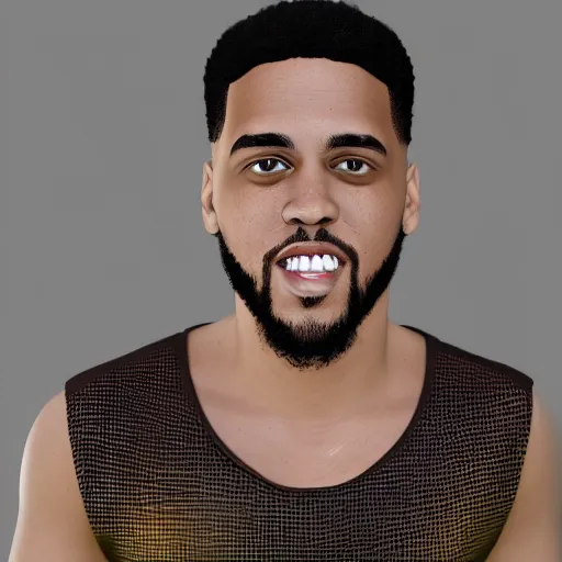 Image similar to 3 d face mesh render of jcole,