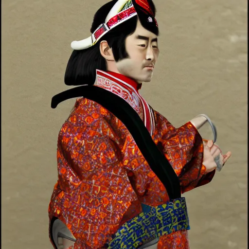 Prompt: Japanese Napoleon wearing kimono, realistic, photo studio, HDR, 8k, trending on artstation