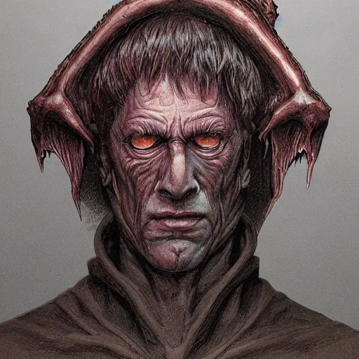 Image similar to a portrait of a character, in the style of wayne barlowe