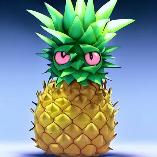 Image similar to a pokemon that looks like a pineapple, the pineapple that is laughing ， trending on art station. unreal engine.