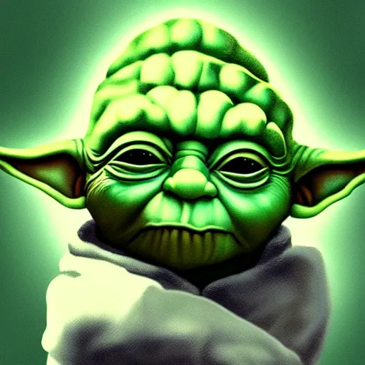 Image similar to hyperdetalied Yoda smoking joint, artstation,