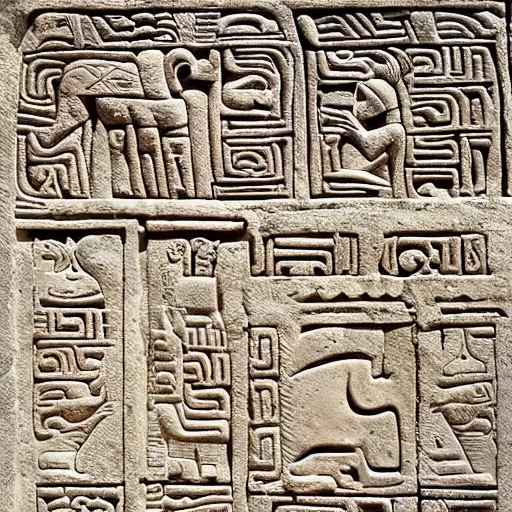 Image similar to ancient mayan carving bas-relief stelae hieroglyphs