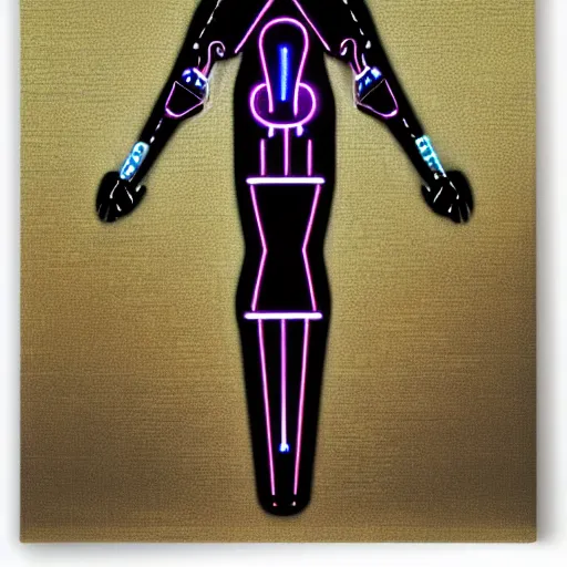 Image similar to neon cyberpunk robot crucified by matthias grunewald