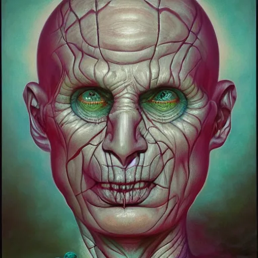 Prompt: Voldemort ego trip on lsd, by alex grey, by Esao Andrews and Karol Bak and Zdzislaw Beksinski and Zdzisław Beksiński, trending on ArtStation