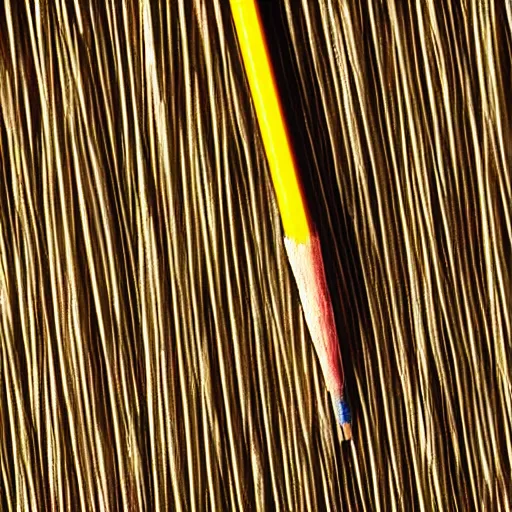 Prompt: closeup macro photo of pencil in audio cassette, 9 0 s