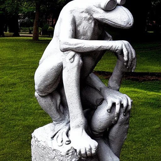 Image similar to The Thinker Kermit the frog by Auguste Rodin