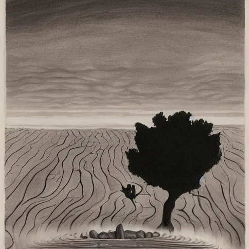 Prompt: A Surreal Landscape by Charles Addams