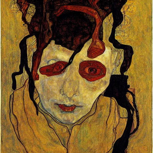 Image similar to Fear of failure, art nouveau, painted by Egon schiele