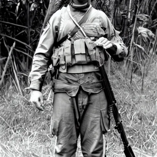 Image similar to Sargent Lincoln Osiris as a soldier in Vietnam, award winning historical photograph