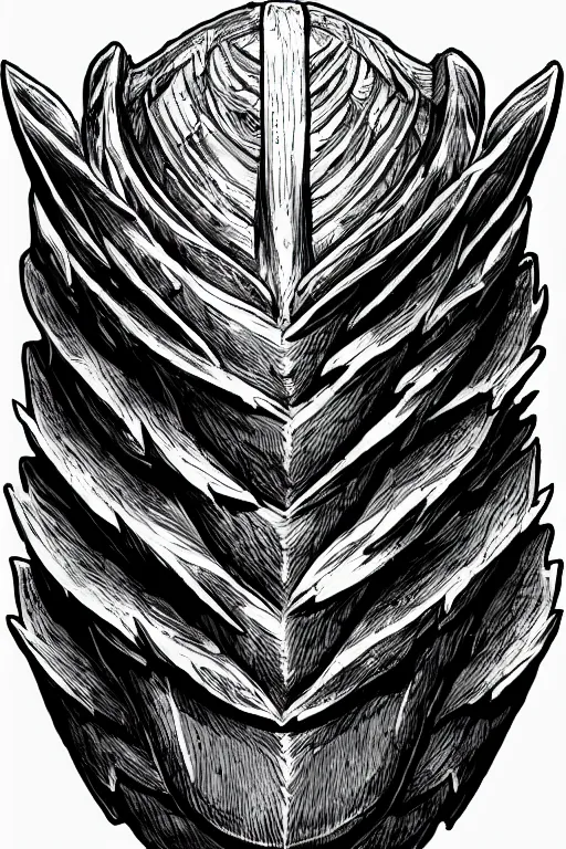 Prompt: artichoke armoured warrior, symmetrical, highly detailed, digital art, sharp focus, trending on art station, kentaro miura art style