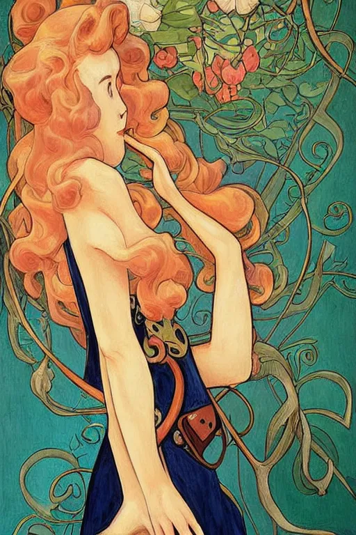 Image similar to beautiful art nouveau painting of princess - peach!!!!!!!!!