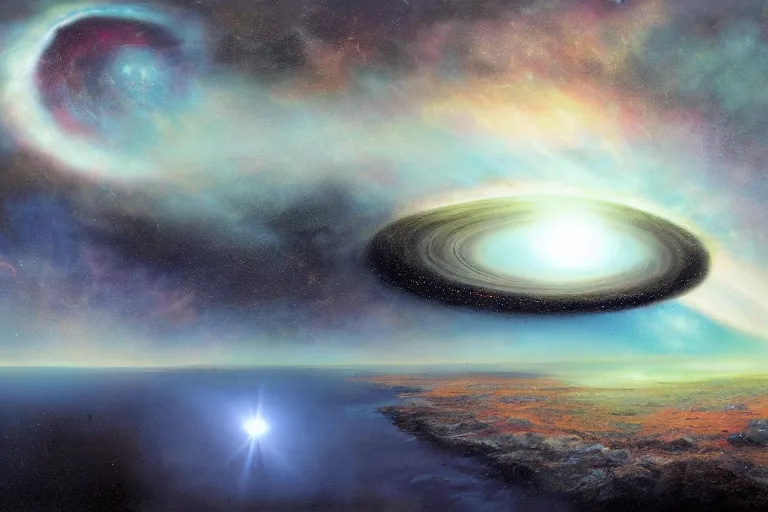 Prompt: accretion disk of nature, matte painting, illustrated by max hay